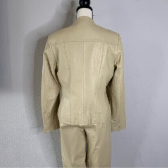 Carlisle 90s Vintage Genuine Leather Two Piece Pants Suit Set - Picture 8 of 13